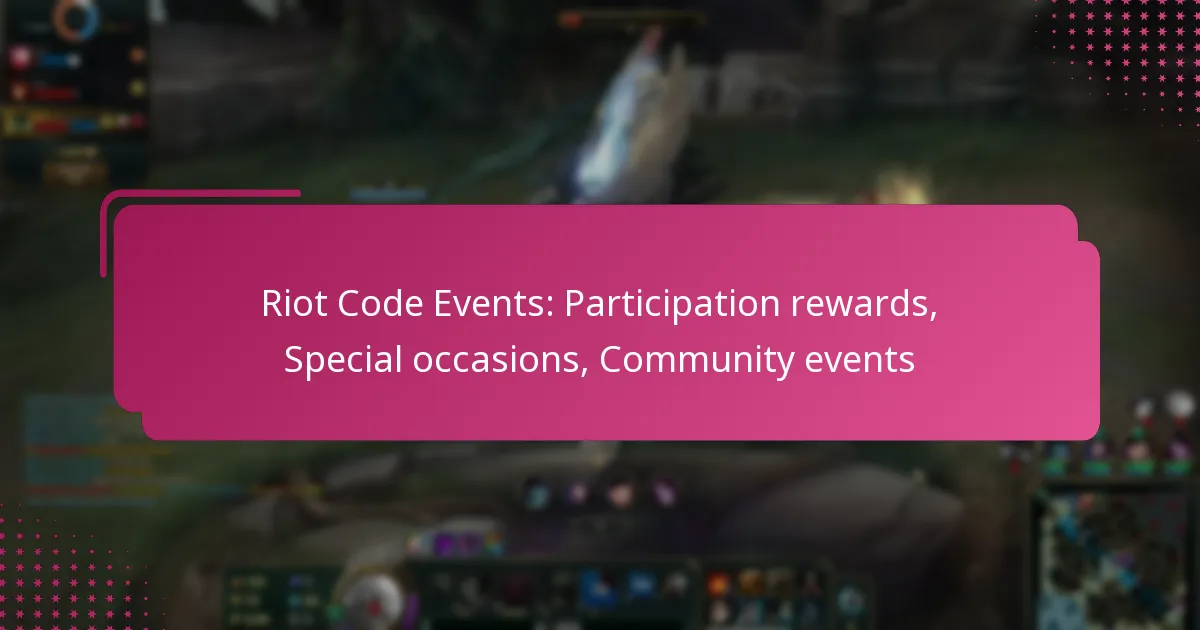 Riot Code Events: Participation rewards, Special occasions, Community events